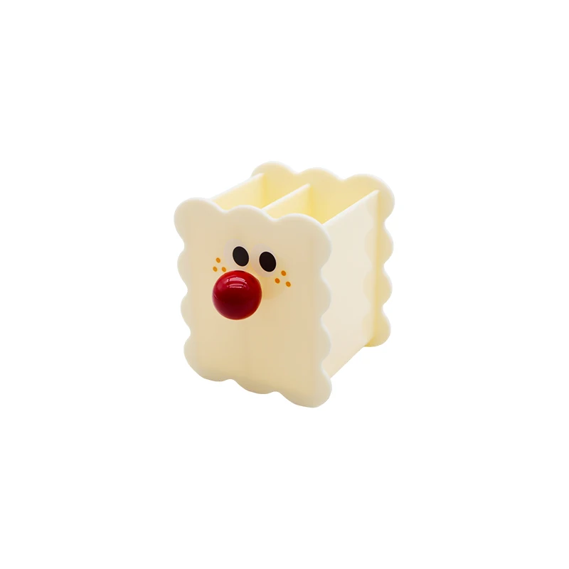 Luxury Plastic Red Nose Cute Acrylic Pen Holder Pencil Case Divided Design with Ruler Holder Convenient Pen Storage Holder