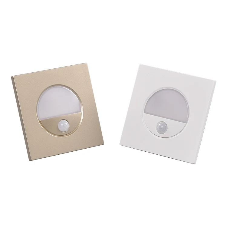 indoor white square 1w PIR sensor foot lamp recessed motion sensor led step stair lights side staircase light