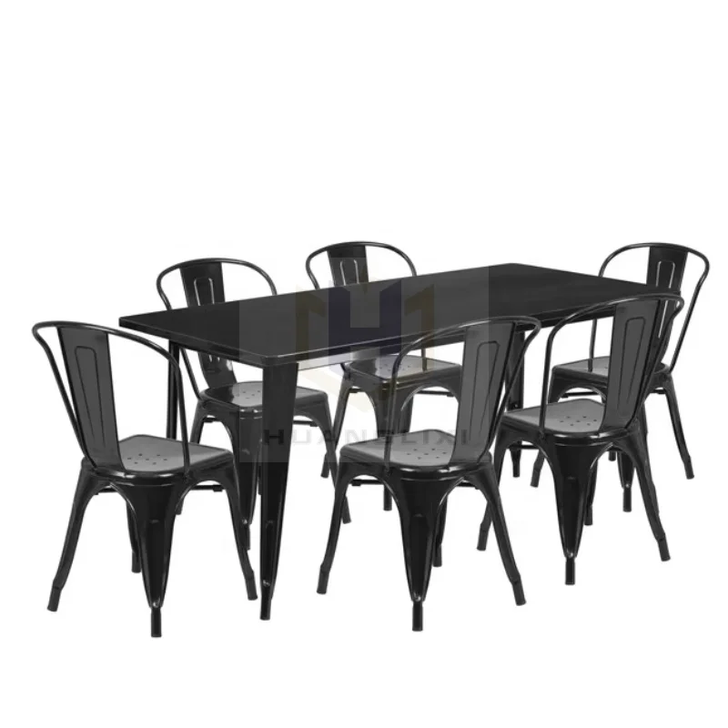Wholesale Commercial Metal Dining Set Chaise Restaurant Furniture Cafe Dining room Table and Chair Sets Coffee Set