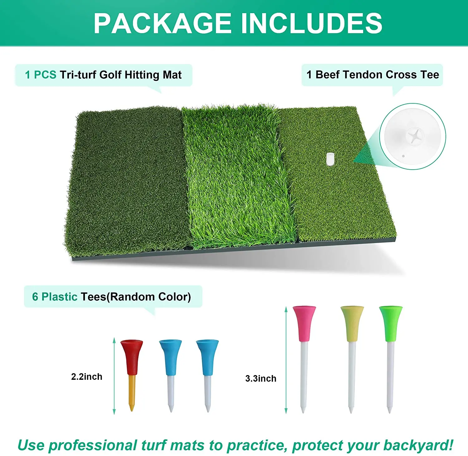 3 In1 Foldable Outdoor Indoor Practice Driving Range Hitting Training Putting Turf Golf Mat