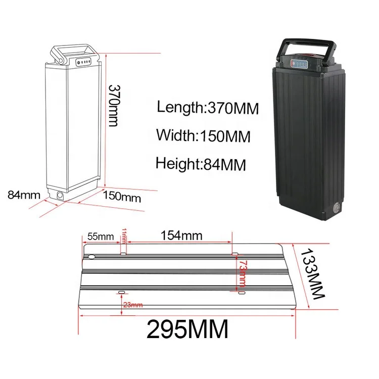 
Rear Rack 10Ah 13Ah 15Ah 22.5Ah 26Ah 28.8Ah 31.5Ah Electric Bike Lithium Ion 48V 20Ah Ebike Battery for 1000w Motor 