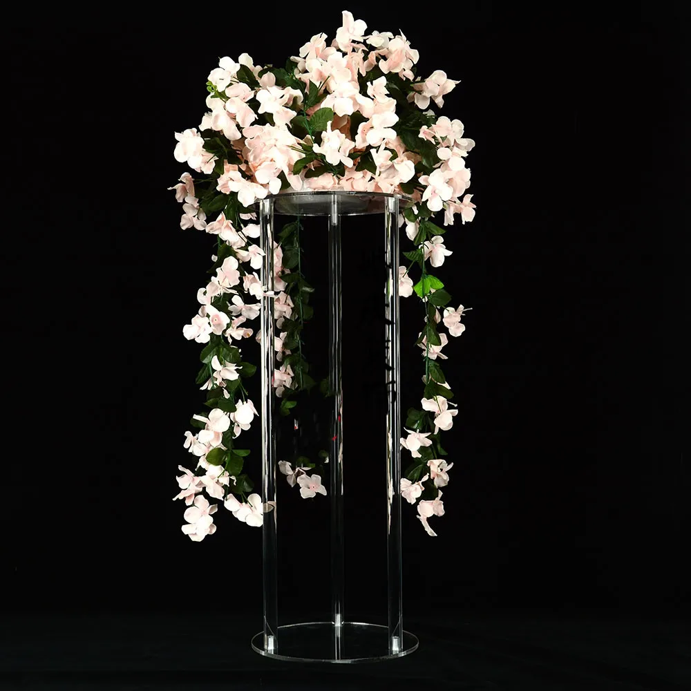 Wholesale Acrylic Floor Vase Clear Flower Stand Table Centerpiece Modern Floral Stand Wedding Decoration