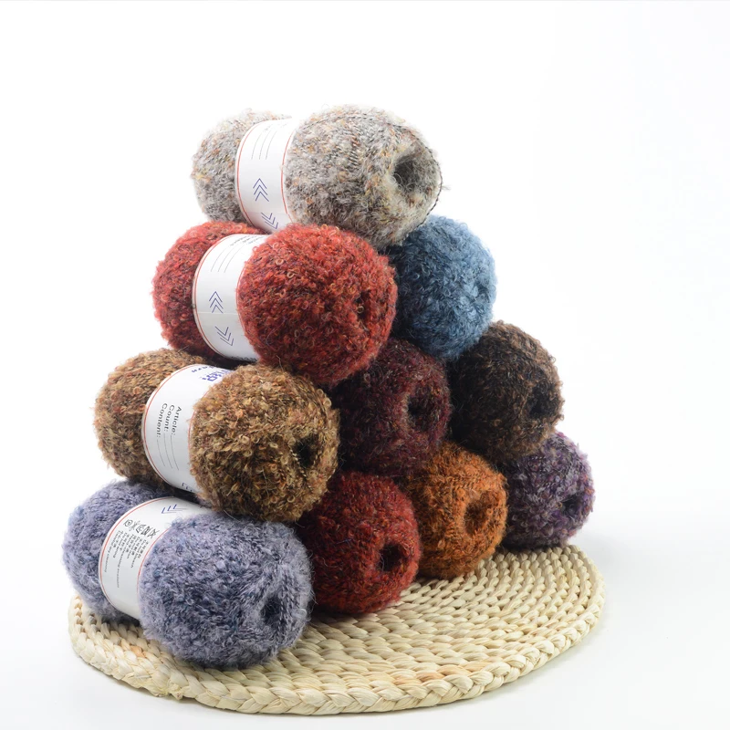 Hoyia latest products boucle knitting sweater yarn fancy wool mohair neps cozy knitting yarn