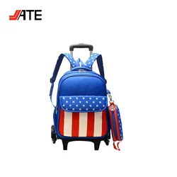 Children Rolling Backpack Wholesale Children Trolley Backpack School Bag With Pen Bag