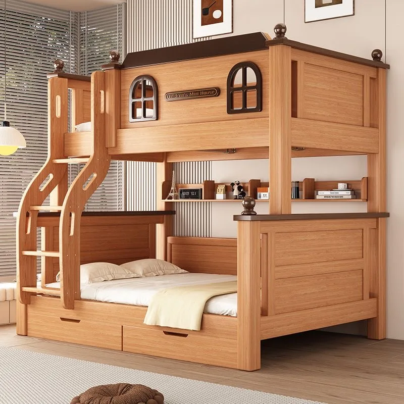 Factory Direct Hot Sale Modern Wooden Bedroom Furniture Kids Bunk Beds with Drawers