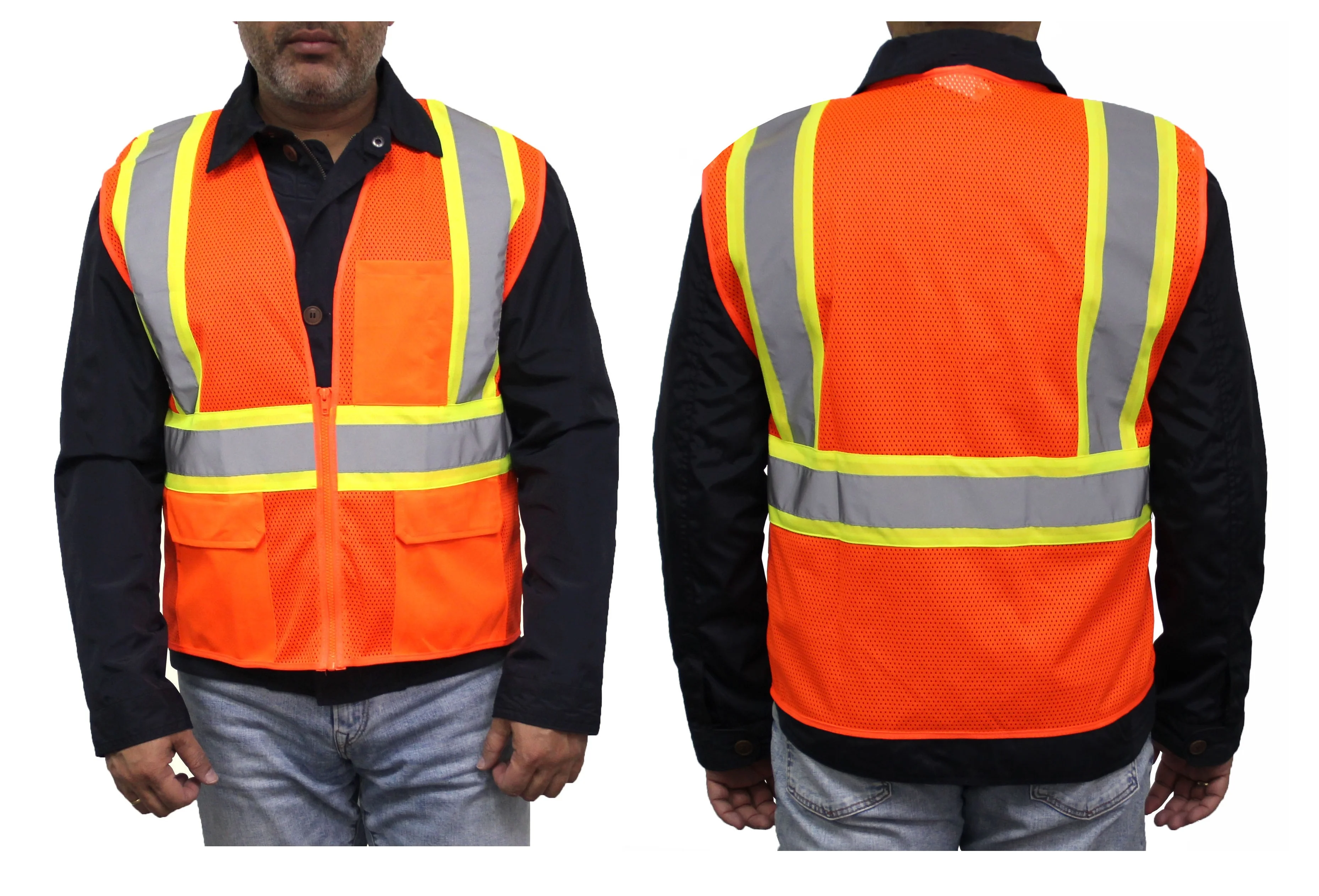 Lightweight Neon Mesh Fabric Universal Size Safety Reflective Vest for Men Women Traffic Work Surveyor and Security Guard