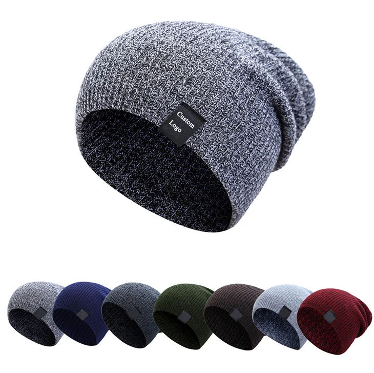 custom promotional plain blank knitted hat cap women low profile round cap brimless crochet cuffless beanie hat for winter