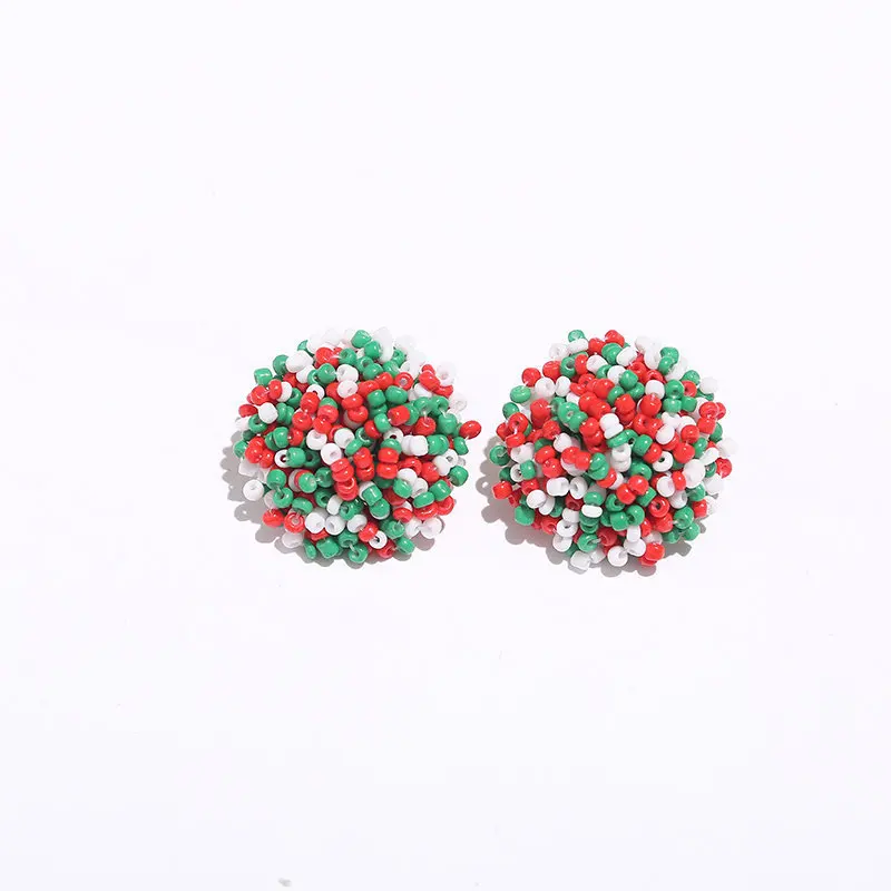 Smaller designs 15mm Custom making created pink cluster seedbead dome earring connectors rice seed bead stud earrings for women