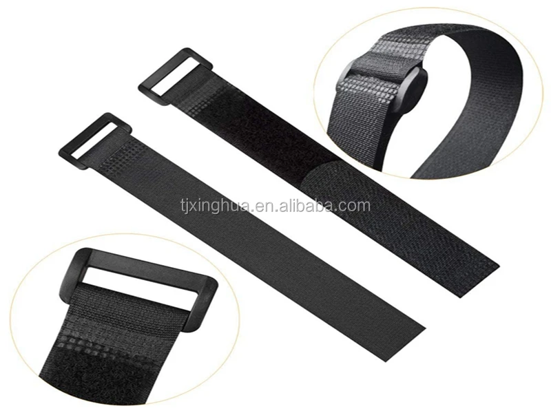 Industrial Strong Webbing Base Buckle Adjustable Hook and Loop Cinch Strap Custom Cable Tie Printed Brand Logo Hook and Loop