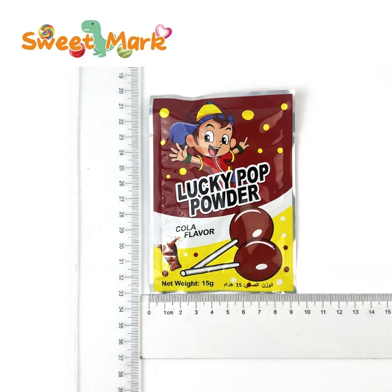 OEM lollipop candy halal colar flavor candy stick with super sour powder