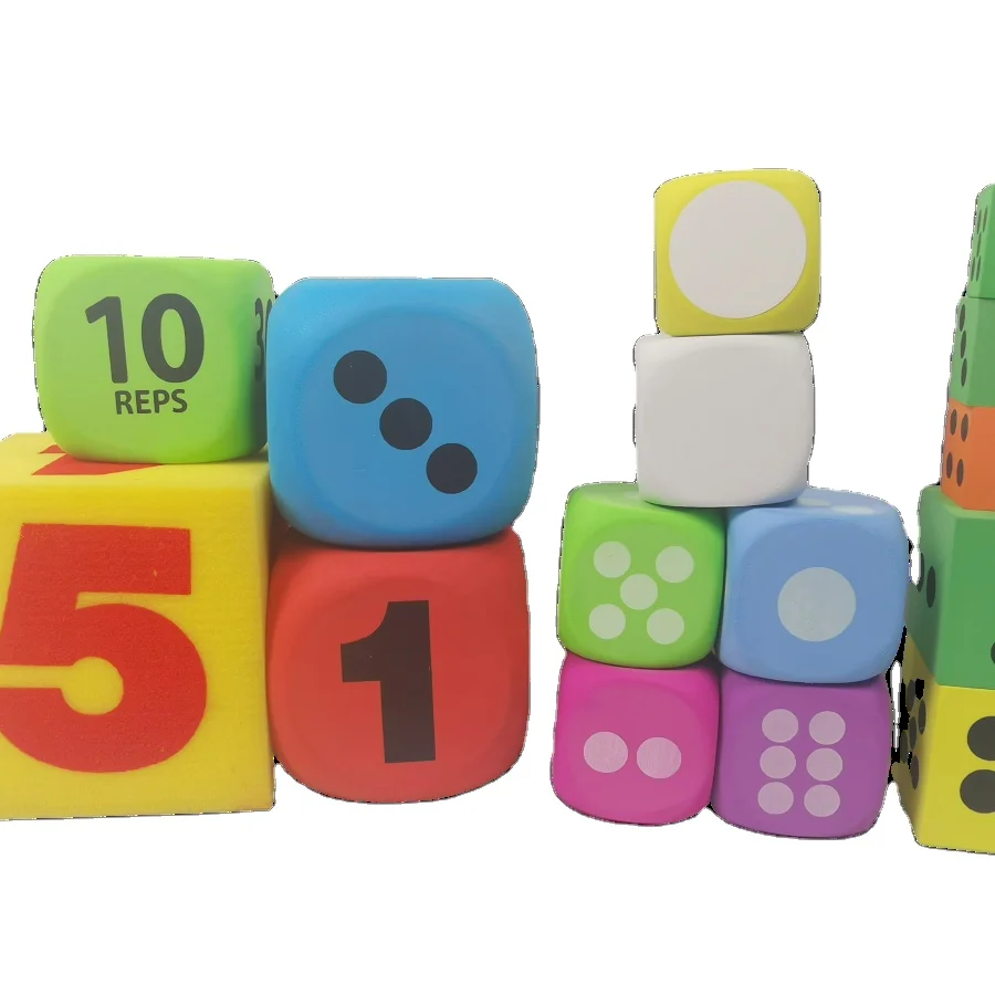 Factory Personalized EVA Toys  Wholesale Custom 4 6 8 10 12cm Garden dice  Colorful Eva Foam Dice with Custom Printed logo