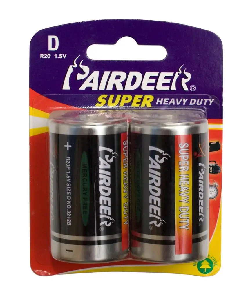 OEM Pairdeer 1.5v METAL Heavy Duty high quality r20 battery