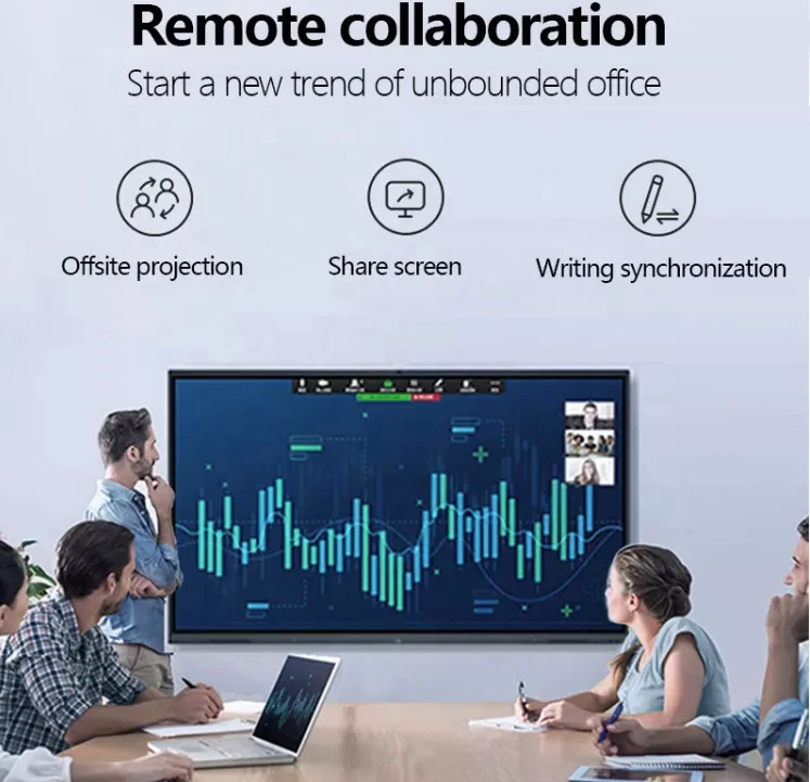 65/75/86/100/110 inch finger multi touch screen smart LCD display meeting room electronic digital interactive smart white board