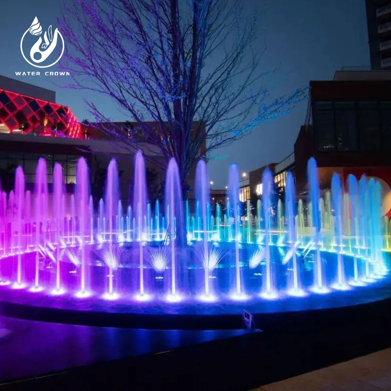 Water Crown Manufacturer sells customizable DMX urban music dry land fountain