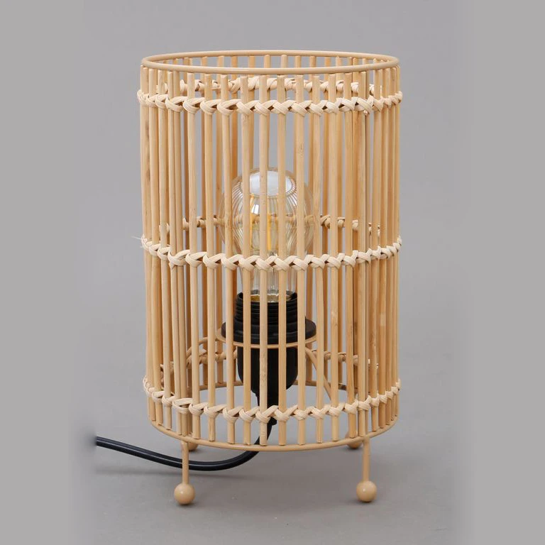 Wholesale Factory Customized Modern Hand Woven Natural Rattan Table Lamp Indoor Decorative