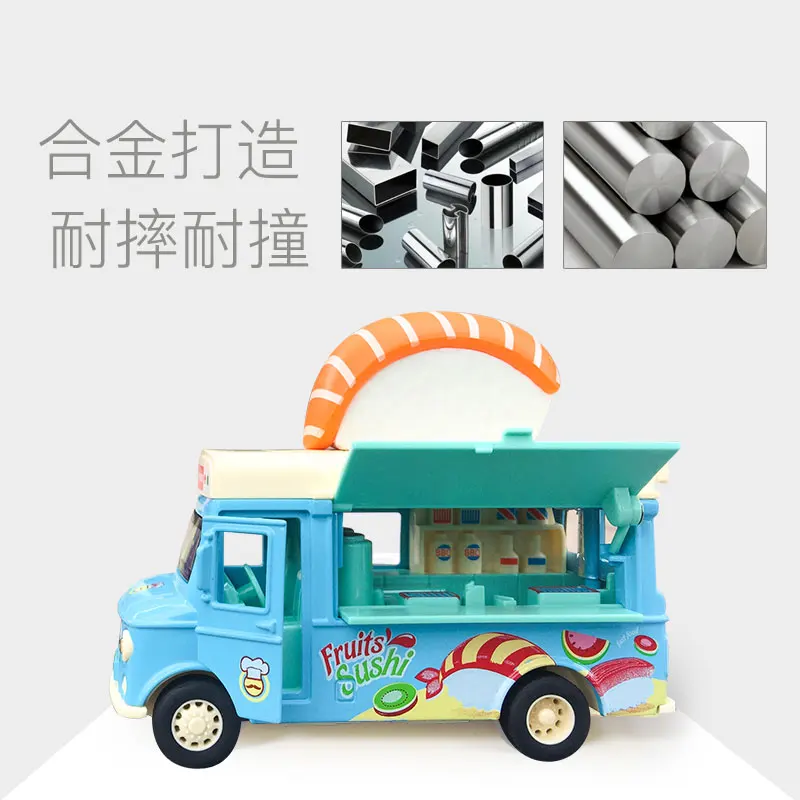Kid sushi ice cream  theme cooking truck toy custom diecast car with music and light