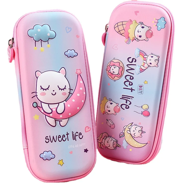 BEYOND stationery pu cover large capacity custom 3d eva horse cute cat ice cream kids pencil case for girls boys
