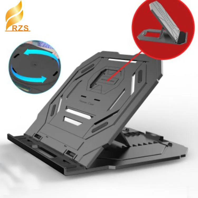 portable plastic computer cooling riser with invisible phone holder foldable laptop stands adjustable