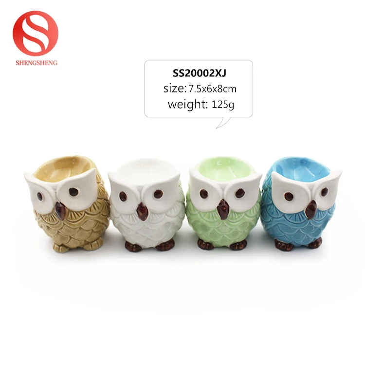Factory direct sale cheap ceramic candle holder small owl ceramic tea light candle holder for home decoration