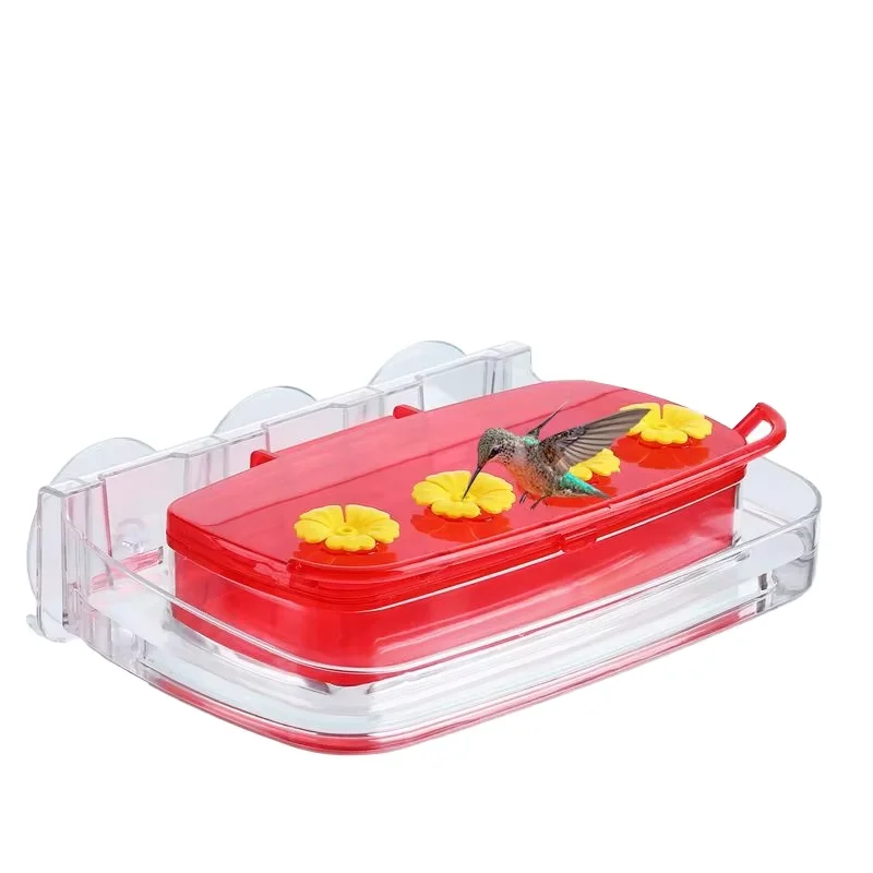 Window Hummingbird Feeder Plastic Humming Bird Feeder with 3 Strong Suction Cup Tabletop Humming Bird Feeder Water Station Trays