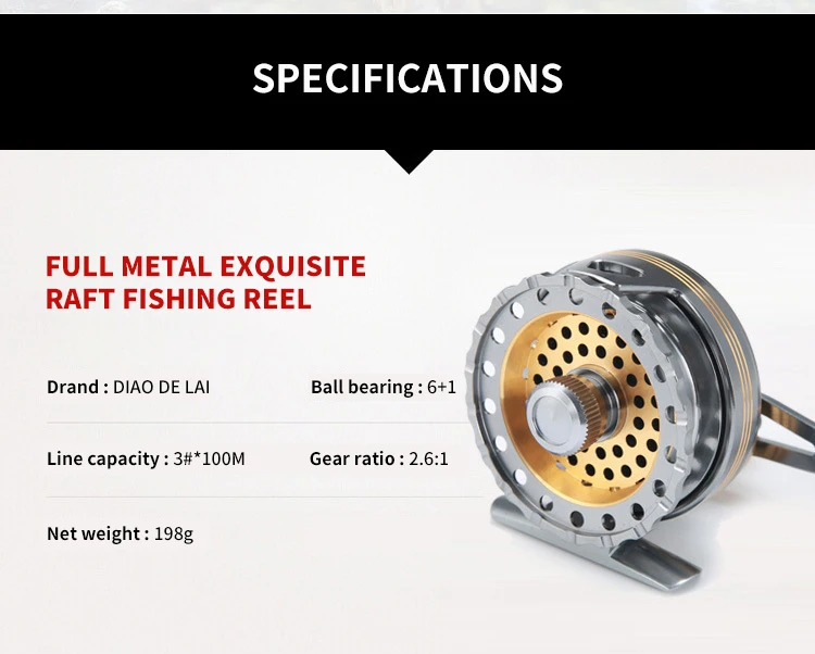 Wholesale New coming 6+1BB Full Metal cover high quality raft fishing reel aluminum ice fly fishing reel