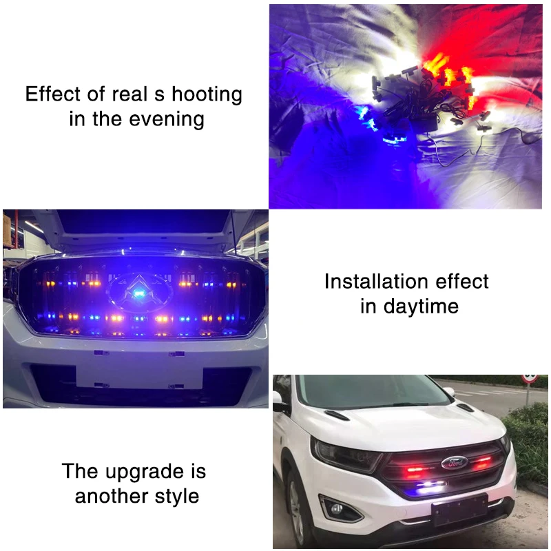 Car mid-grid flashing lights led high-power wireless one-to-eight ultra-bright clearing warning lights modified decorative light