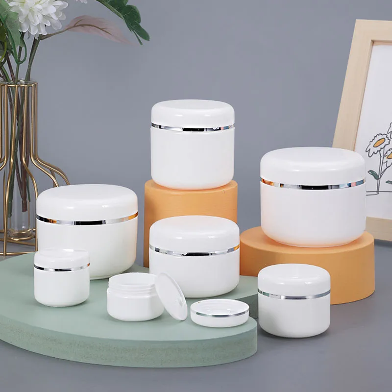 High Grade PP Empty Round White Cosmetic Plastic Jar with Liner for Skin Care Cream Box Packaging