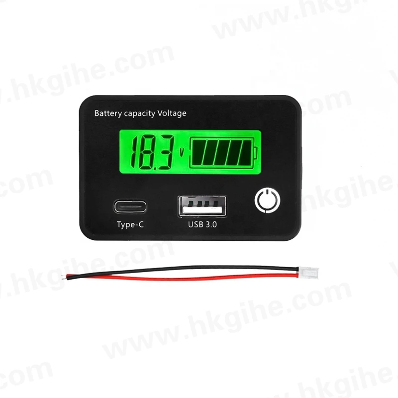 hot sell DC8-30V USB Type-C Lead Acid Lithium Battery Charge Capacity Indicator Car Motorcycle Digital Voltmeter Voltage Tester