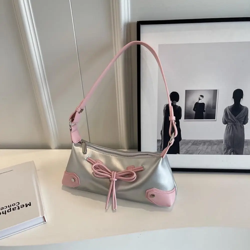 A0007 Wholesale Bow Tie PU Leather Shoulder Purse Women Teen Girl Coquette Aesthetic Shoulder Bag Balletcore Handbags Clutch Bag