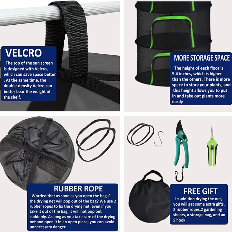 Diameter 60cm Hanging fish dry net 4 Tier 6 tier 8 tier Herb Bud flowers Plant Clothes Drying Net