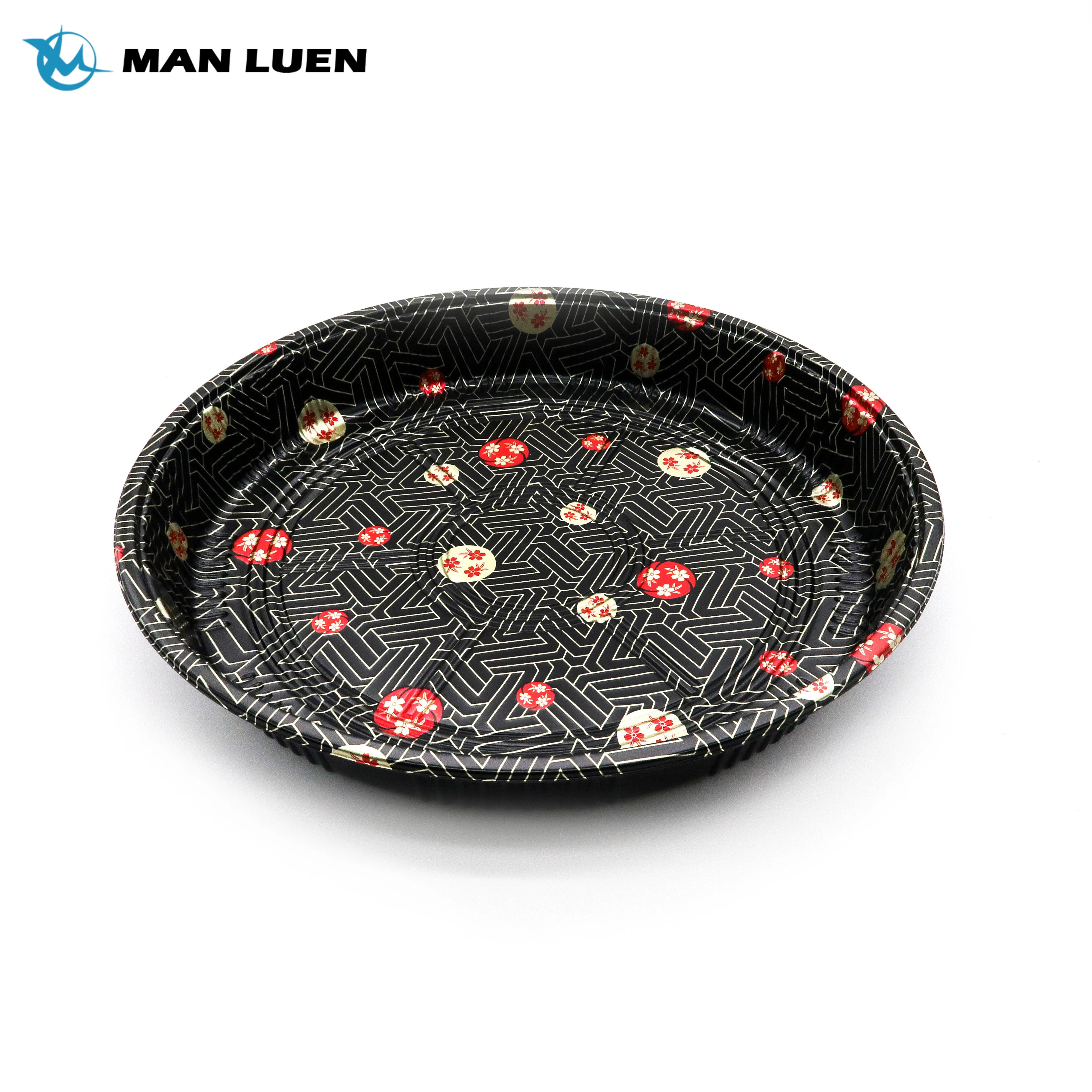 Plastic Japanese Style To Go Sushi Box Disposable Customizable Takeaway Round Sushi Tray