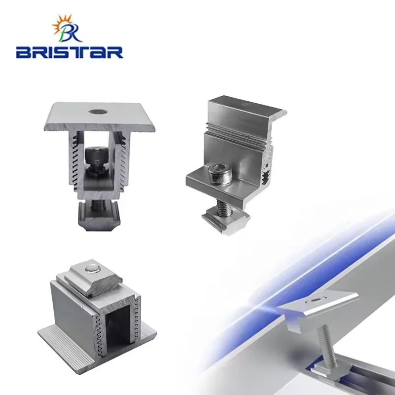 BRISTAR Solar Mounting Roof Structure Aluminum Solar Clamp End Clip Solar Panel Clamp