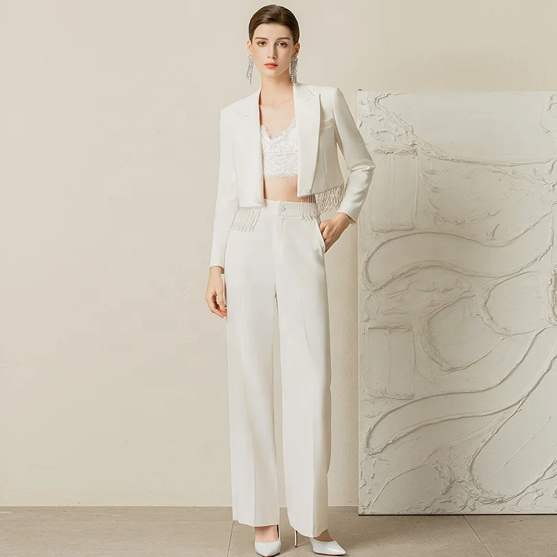 AISION women club clothes 2023 2024 latest blazer designs ladies white crop top sexy for wedding