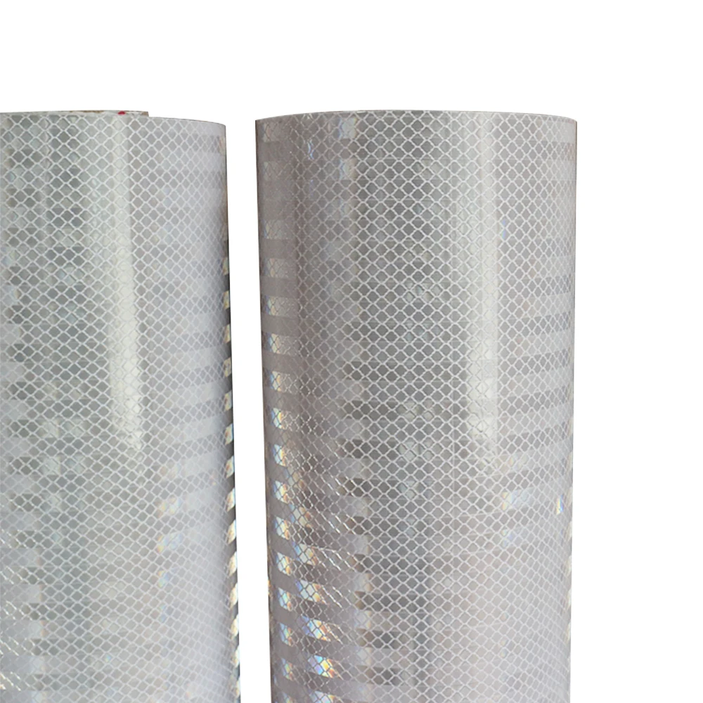 White EN12899 RA Class RA2 Micro Prismatic Adhesive Diamond Grade Reflective Sheeting Film Roll with Mesh Backing