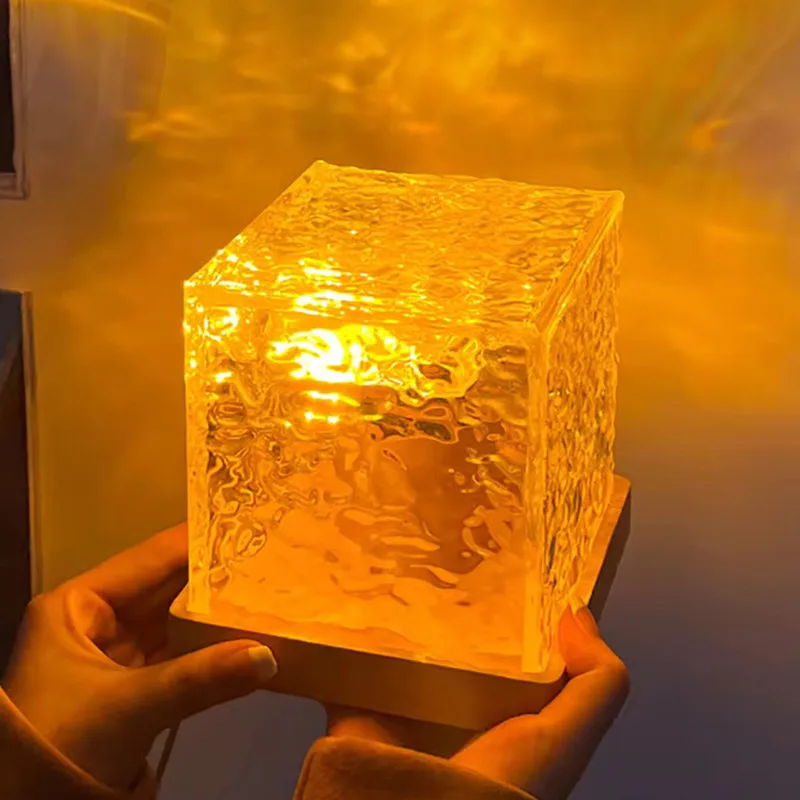 Lonvel Dynamic Rotating Water Ripple Projector Night Light 16 Colors Flame Crystal Lamp for Living Room Water Pattern/night