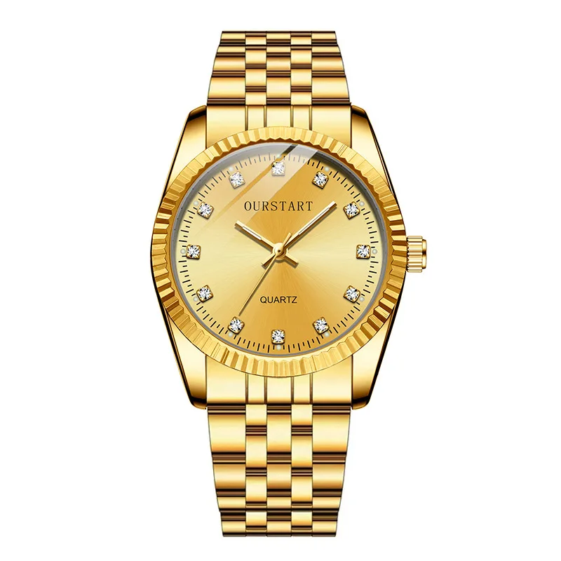 Wholesale Couple Watch Bling Hip Hop Fully Iced Out Silver Gold Dial Quartz Diamond Wrist Watches