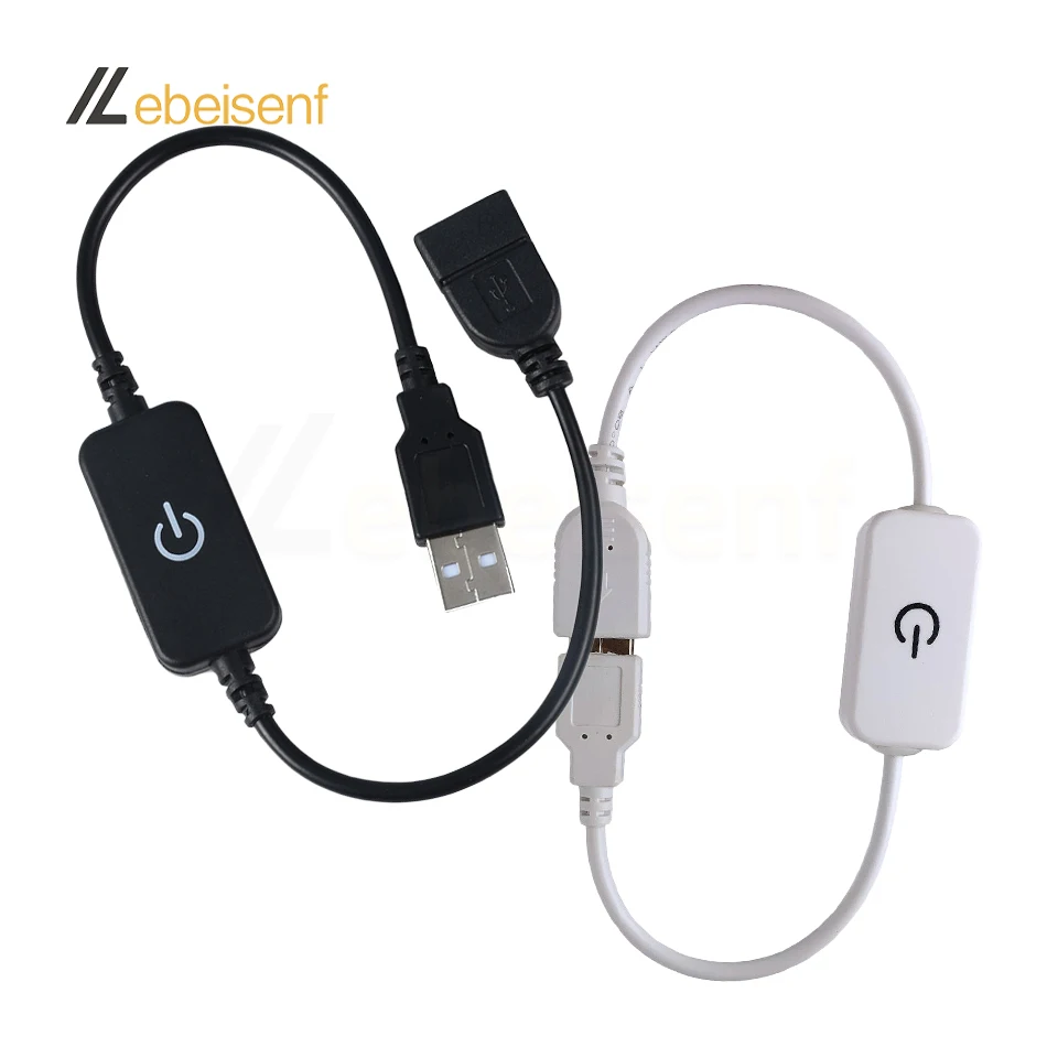 6A LED Dimmer USB 5V Touch Sense Switch 10-100% On Off Dimmable Black or White Plastic Case No Welding USB Male Female Socket