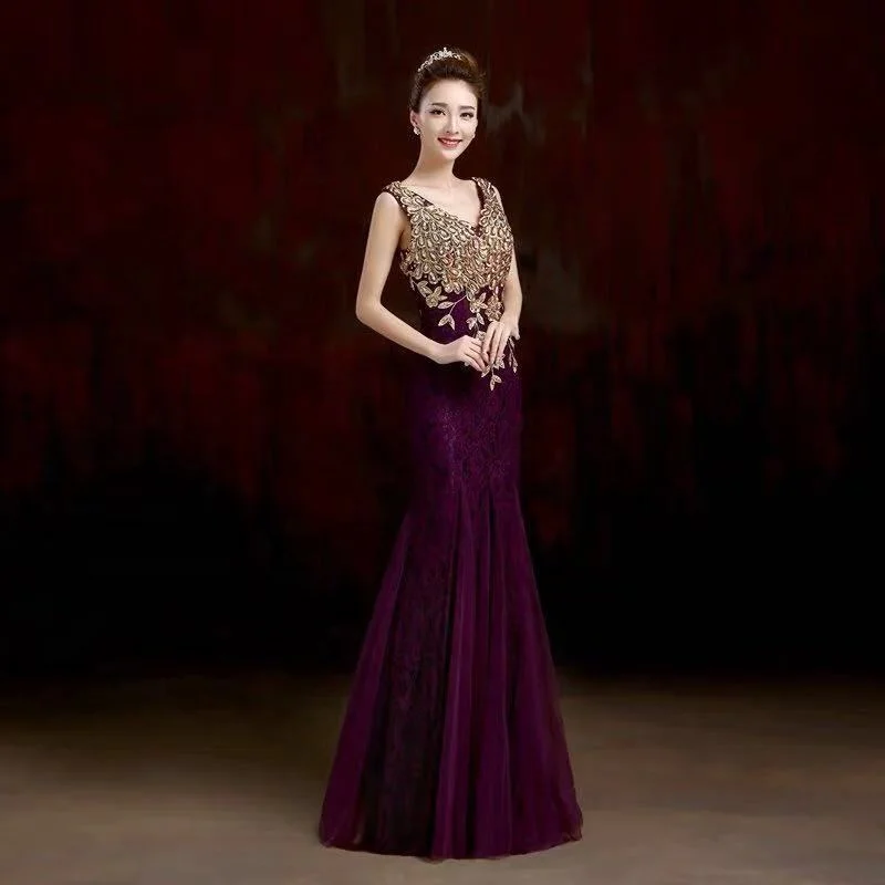 Xuya множество различных цветовых вариантов Большие размеры рыбий хвост платье подружки невесты; Кружевные платья для женщин