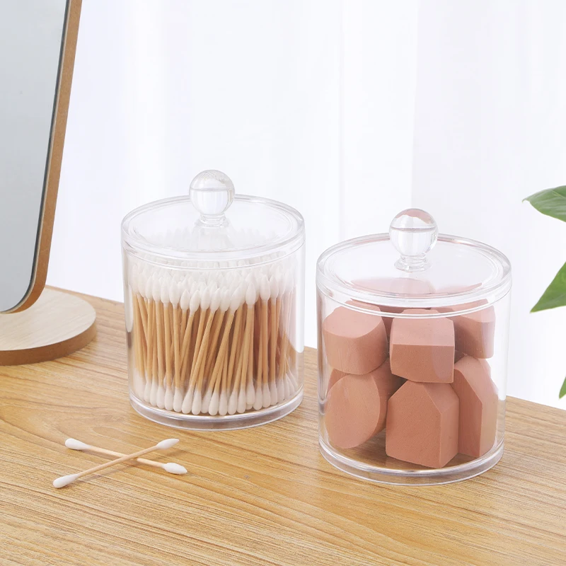 Clear Cylinder Box Plus Lid Dust Proof Design Individually Packaged Plastic Cosmetic Storage Box