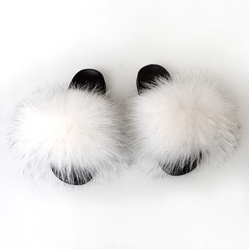 
Cheap Price Mink Fur Brown Color Soft Fox Fur Women Girl Winter Fur Sliders Slippers For Women 