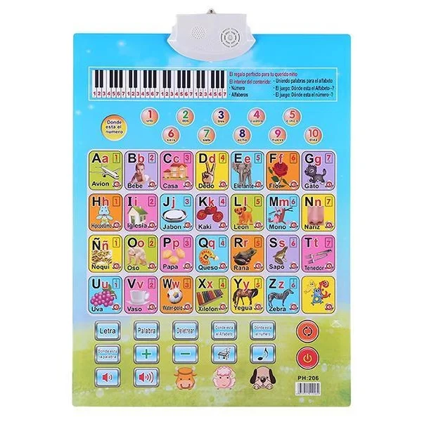 Samtoy Electronic Kids Learning Toys Interactive Talking Poster Alphabet Spanish Voice Wall Chart for Children