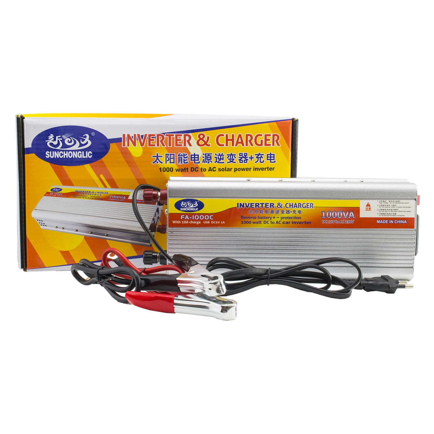 Инвертор переменного тока Sunchonglic, 1000 Вт, 12 В, 220 В, 1000 Вт, с зарядным устройством