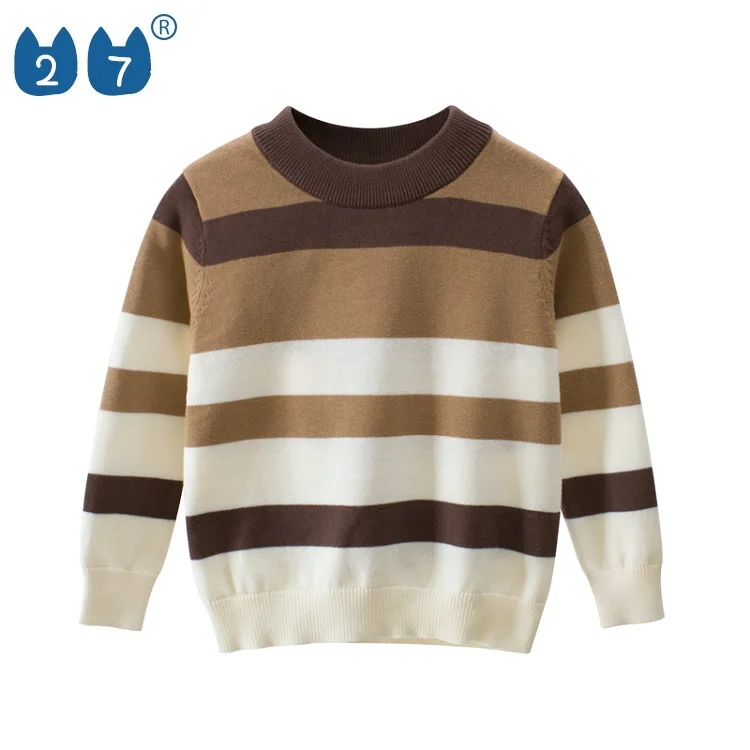 
Winter Solid Gray Striped Boys Clothes Coat Thick Sweater From 4 Years 5 Years 6 Years 