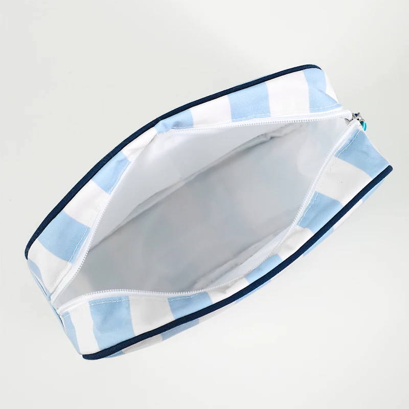 Cosmetic Bag Organizer Make Up Bags For Women Wedding Gift Canvas Stripe Travel Toiletry Bag