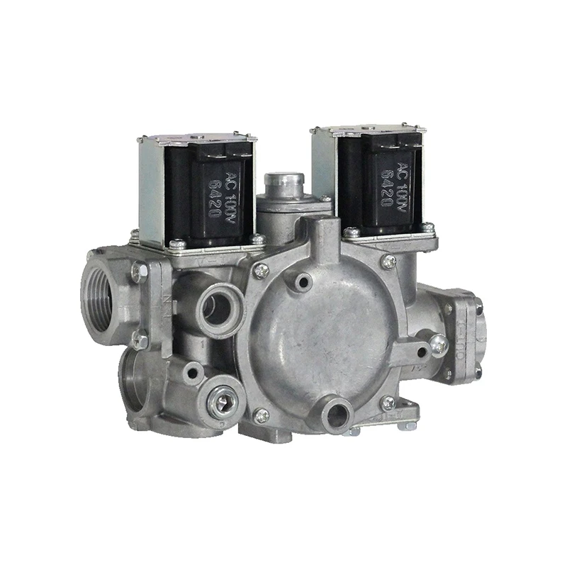 Space saving compact pressure gas regulator solenoid valves for gas