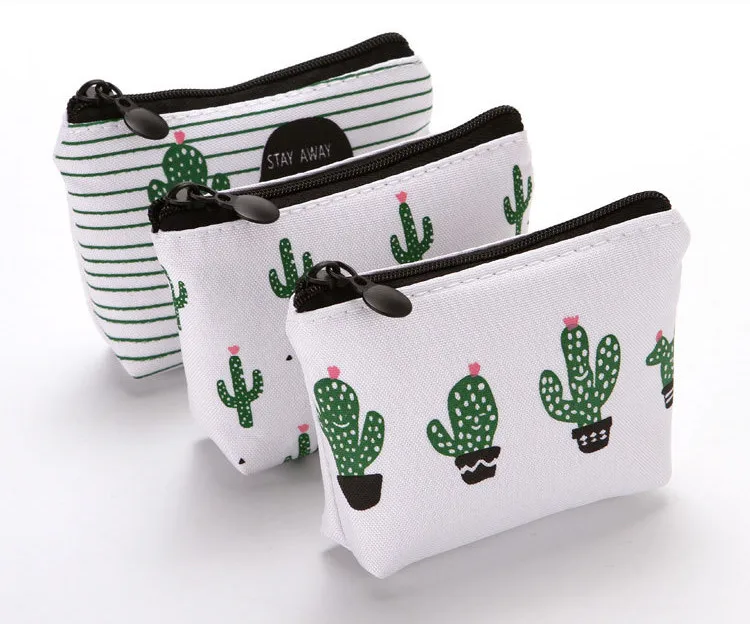 Small canvas  eco friendly cotton gifting bags mini organza storage coin purse cactus