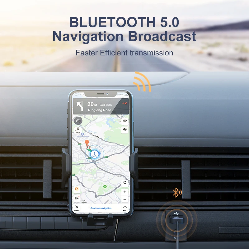  Автомобильный приемник Kuulaa Blue tooth 5 0 музыкальный аудио вызов Gps Навигация передатчик Aux со светодиодным