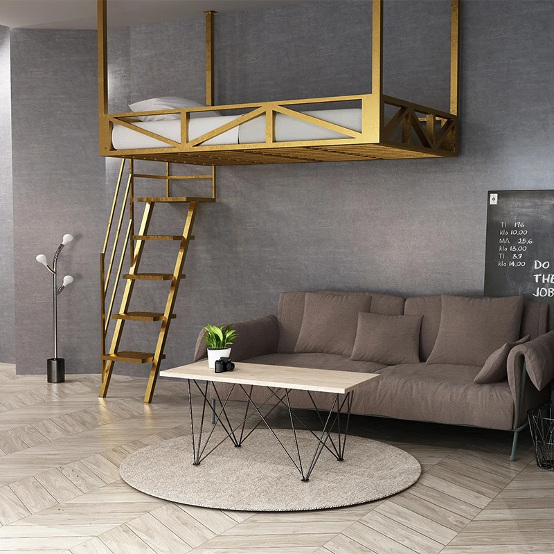 
Attic small apartment space saving hanging wrought iron hammock wall bed bedroom ceiling bed 