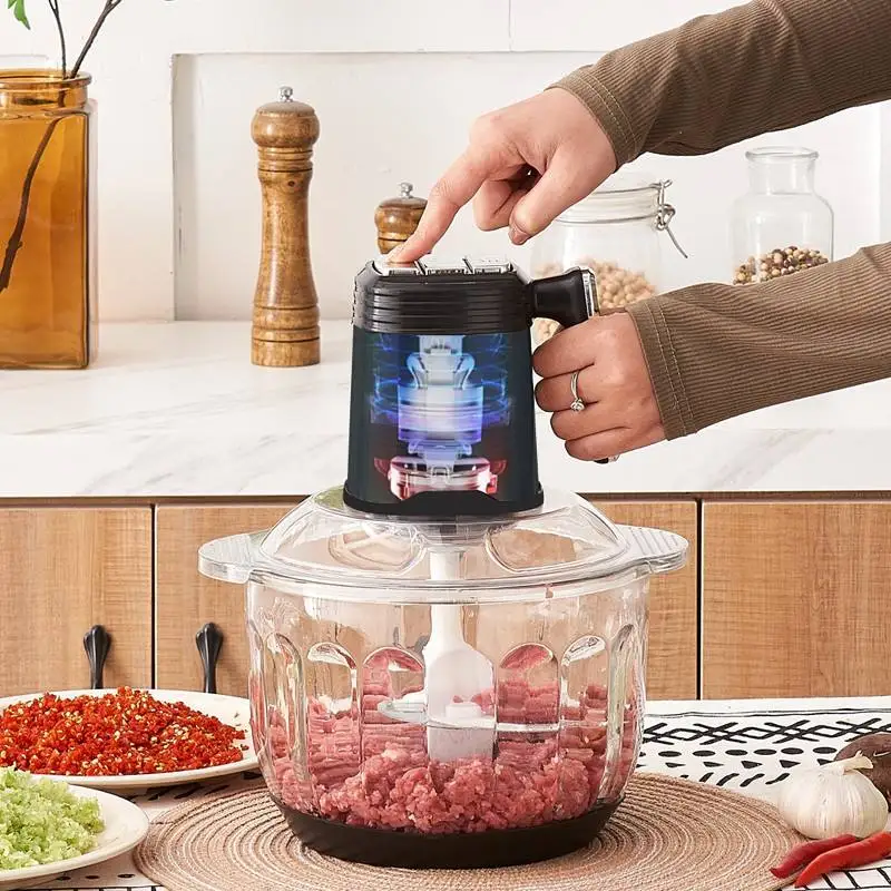 2023 New Design 2L 3L 4L 5L Small Meat Chopper Best Home Kitchen Food Cheap Stainless Steel Glass Electric Meat Grinder For Sale