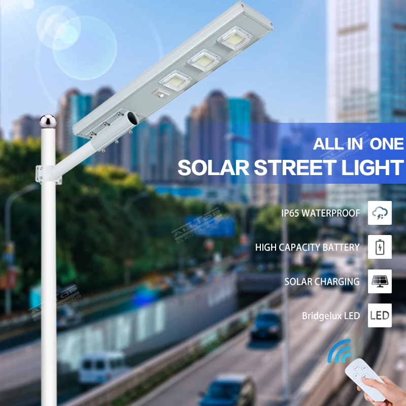 ALLTOP High Brightness Outdoor Lamp Waterproof Ip65 60 120 180 Watt All In One Solar LED Street Light